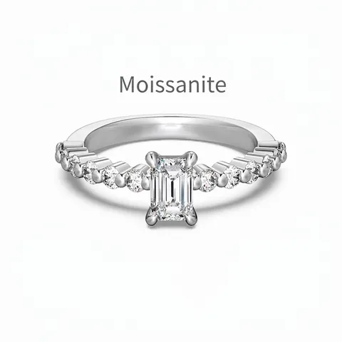 Smaragdschliff Moissanit Ring 925 Sterlingsilber Zirkonia Luxus Antragsring Hochzeit Verlobungsring Für Damen Schmuck