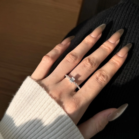 Smaragdschliff Moissanit Ring 925 Sterlingsilber Zirkonia Luxus Antragsring Hochzeit Verlobungsring Für Damen Schmuck