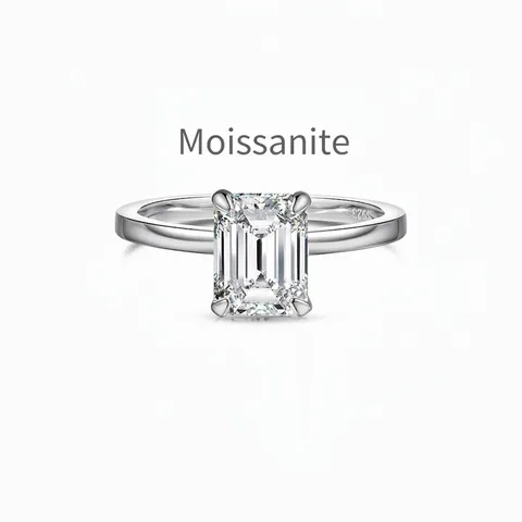 Smaragd Slijpvorm Moissaniet Ring 925 Sterling Zilver Verloving Bruiloft Vingerring Voor Vrouwen Luxe Sieraden Cadeau