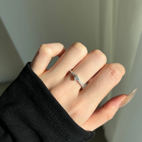 Anillo de Plata de Ley S925 Con Moissanita Corte de Corazón para Mujer Chapado en Platino Color D 0.5ct Joyería de Dedo