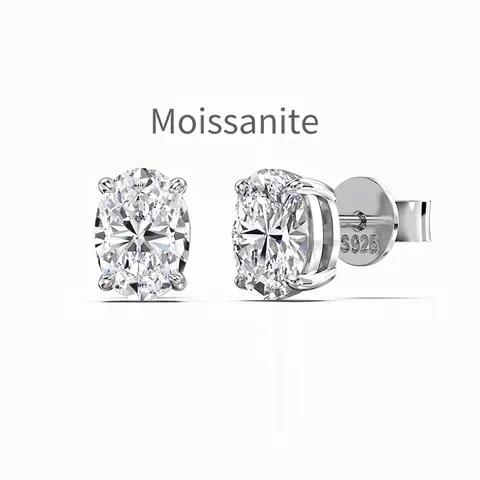 Oval Moissanite S925 Sterling Silver Stud Earrings D Color VVS1 Clarity Minimalist Personalized Jewelry For Women Modern Gift