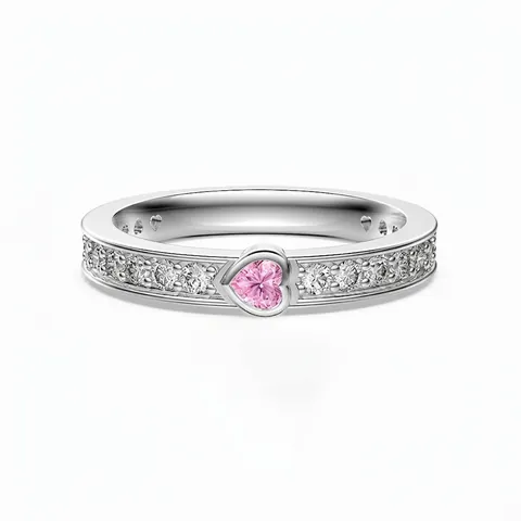 S925 Sterling Silver Heart Ring For Women Pink Zirconia Pave Side Stones Romantic Engagement Jewelry Christmas Gift