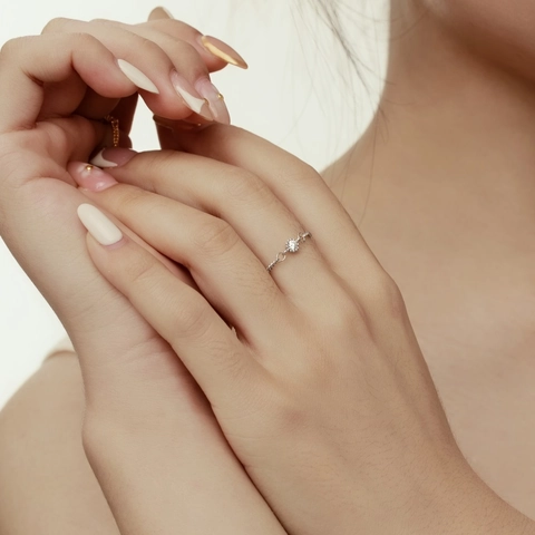S925 Sterling Silver Adjustable Chain Ring For Women Zirconia Minimalist 18K Gold Plated Elegant Finger Ring Gift