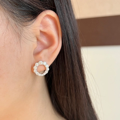 Boucles d'oreilles Créoles Luxueuses en Argent Sterling 925 Moissanite pour Femmes Orecchini Géométriques Rondes en Moissanite
