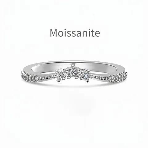 Elegante S925 Sterling Zilveren Moissaniet Ring Vrouwen Kroon V Vorm Pavé Ingelegd Bruiloft Sieraden Mode Ring Cadeau