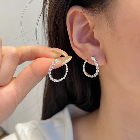 925 Sterling Silver Moissanite Stud Earrings For Women Pave U-Shaped Shooting Star Tail Wedding Jewelry White Gold Plated