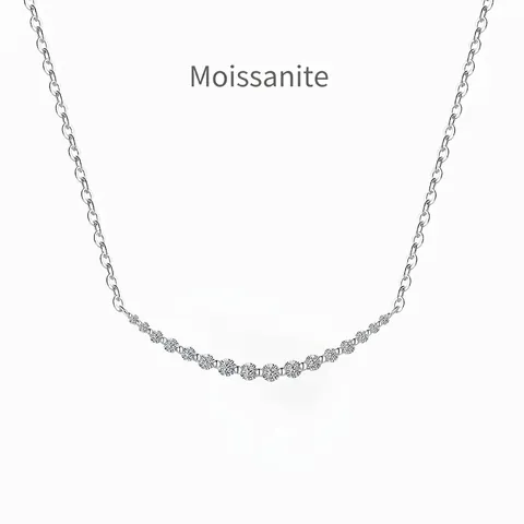 Collana a Sorriso in Argento Sterling 925 Moissanite per Donna Elegante Pendente a Fila Curva in Stile Diamante Gioielli