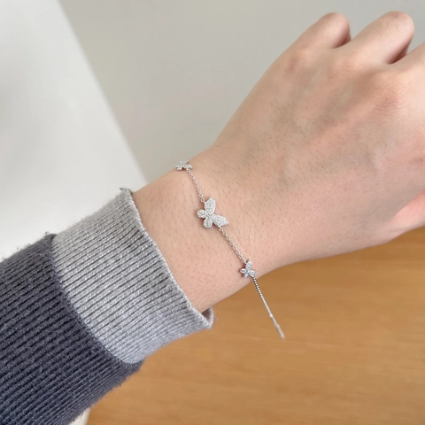 Braccialetto a Farfalla in Argento Sterling 925 Moissanite per Donna Elegante Gioiello Animale Placcato Oro Bianco Regalo