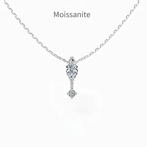 Luxe Marquise Moissaniet Hanger Halsketting S925 Sterling Zilver Fonkelende Sleutelbeenketting Sieraden Voor Vrouwen Cadeau