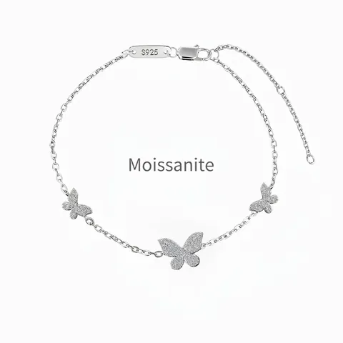 Braccialetto a Farfalla in Argento Sterling 925 Moissanite per Donna Elegante Gioiello Animale Placcato Oro Bianco Regalo