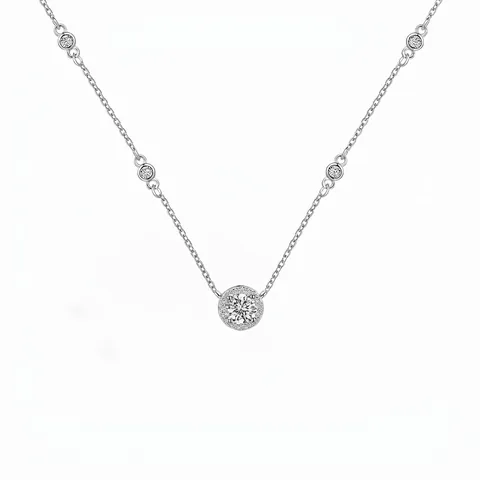 925 Sterlingsilber Halo Anhänger Halskette Für Damen Rund Zirkonia Eingelegt Station Kette Elegant Mode Schmuck Zubehör Geschenk