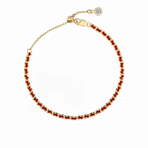 Bracciale Minimalista in Argento Sterling 925 con Zirconia per Donna Cordino Rosso Intrecciato Gioielli Portafortuna Regalo