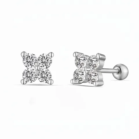French S925 Sterling Silver Flower Stud Earrings For Women Romantic Small Petal Design With 5A Zirconia Light Luxury Jewelry