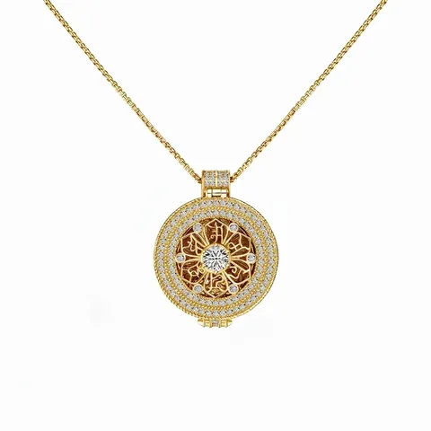 Collar Con Colgante De Rueda De Mandala De Plata De Ley S925 Para Mujer Retro Nuevo Chino Chapado En Oro Diamantes De Imitación