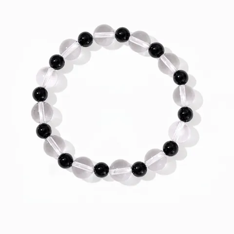 Minimalistisch Künstlicher Kristall Schwarzer Achat Perlenarmband Für Damen Exquisite Geometrische Sommer Handgewebter Schmuck Damen Armband