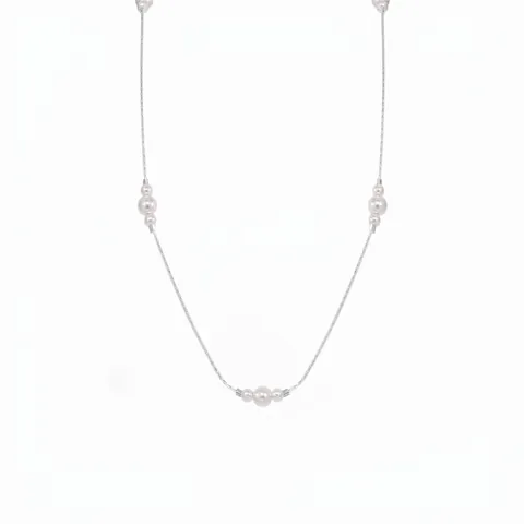 Collana in Argento Sterling S925 con Perle Artificiali per Donna Squisita Catena Geometrica Minimalista Girocollo Gioielli di Moda Regalo