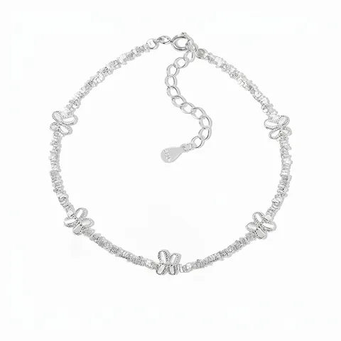 Bracciale a Farfalla in Argento Sterling S925 per Donna Catena Strutturata Regolabile Stile Foresta Fresco Dolce Gioielli