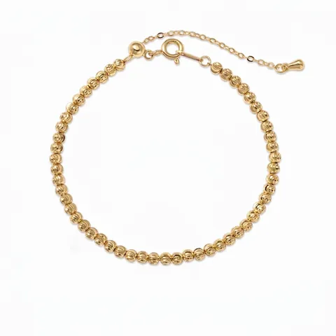 Bracciale a Perline in Argento Sterling 925 per Donna Perline Rotonde Taglio Diamante Catena di Estensione Regolabile Gioielli