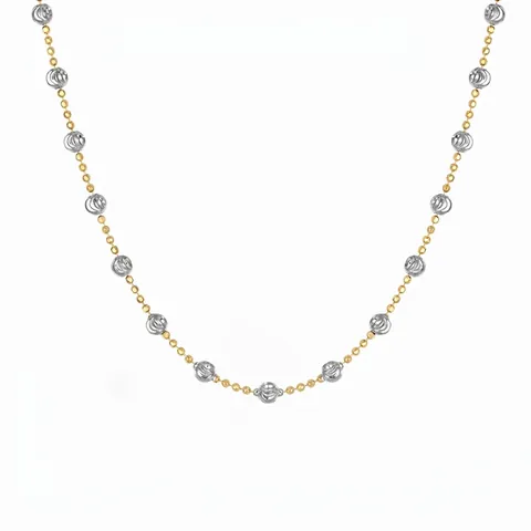 S925 Sterling Silver Beaded Necklace For Women Minimalist Bicolor Gold And Silver Textured Bead Clavicle Chain Jewelry Gift