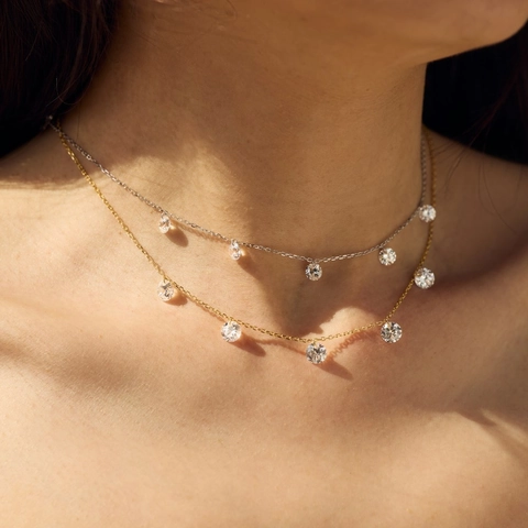 Elegante 925 Sterlingsilber Halskette Für Damen Minimalistisch Rund Strass Anhänger Choker Kette Mode Schmuck Geschenk