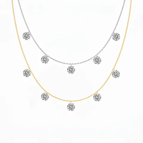 Elegante 925 Sterlingsilber Halskette Für Damen Minimalistisch Rund Strass Anhänger Choker Kette Mode Schmuck Geschenk