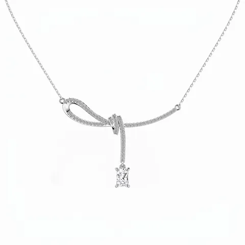 Collana con Ciondolo a Fiocco in Argento Sterling 925 per Donna Elegante Gioielli con Pietra Quadrata in Zirconia Taglio Smeraldo