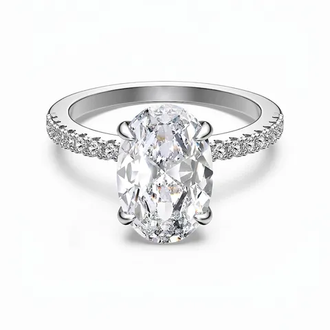 Luxury 925 Sterling Silver Oval Cut Zirconia Engagement Ring For Women Elegant Pave Inlaid Wedding Promise Ring Jewelry