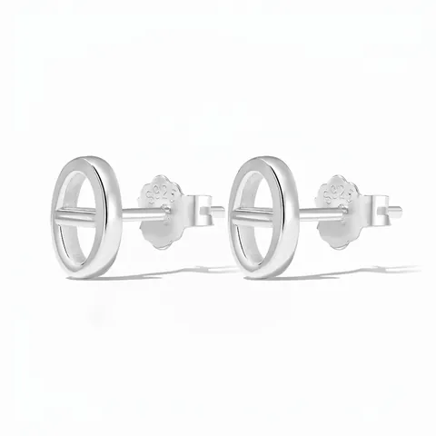 Pendientes de Botón de Plata de Ley 925 con Nariz de Cerdo Minimalistas Geométricos Ovalados Para Mujer Joyería Fina Pequeña Regalo