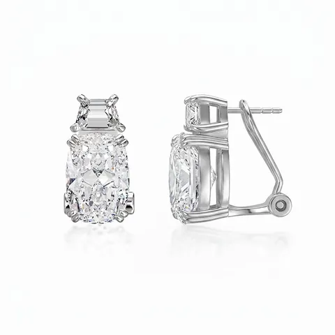 Pendientes de Botón de Plata de Ley 925 con Circonia para Mujer Elegantes Pendientes Cuadrados Corte de Hielo Joyas