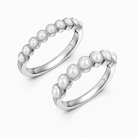 Elegant 925 Sterling Silver Artificial Pearl Row Ring For Women Minimalist Dainty Gold Silver Plated Finger Ring Jewelry Gift