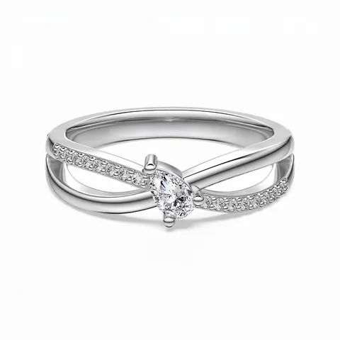 Anello in Argento Sterling S925 per Donna Taglio a Pera Zirconia Design Incrociato Elegante Anello alla Moda a Goccia Gioielli Personalizzati Regalo