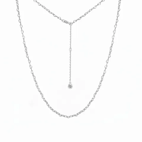 S925 Sterling Silver Heart Link Necklace For Women Minimalist Rhinestone Round Pendant Clavicle Chain Jewelry Birthday Gift