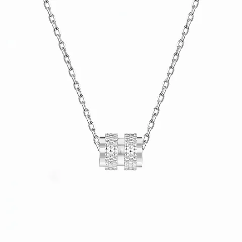 Collar con Colgante de Cilindro de Plata de Ley 925 para Mujer Elegante Lujo Ligero Cadena de Clavícula Strass Joyería Regalo