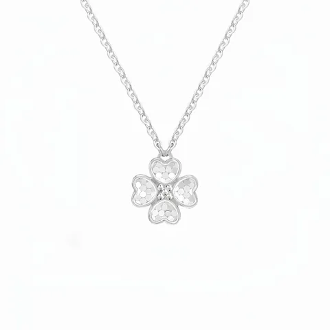 Collana Quadrifoglio in Argento Sterling 925 per Donna Ciondolo a Forma di Cuore Catena a Clavicola Gioielli
