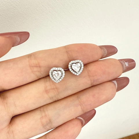 925 Sterling Zilveren Hart Oorknopjes Met Strass Ingelegd Twee-Weg Ontwerp Elegante Sieraden Voor Vrouwen Dagelijks Daten Accessoire