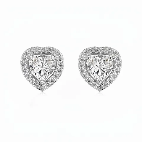 925 Sterling Zilveren Hart Oorknopjes Met Strass Ingelegd Twee-Weg Ontwerp Elegante Sieraden Voor Vrouwen Dagelijks Daten Accessoire