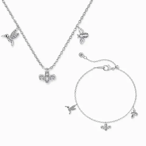 925 Sterlingsilber Kolibri Biene Halskette Und Armband Für Damen Filigraner Zirkonia Natur Inspirierter Schmuck Geschenk Zubehör