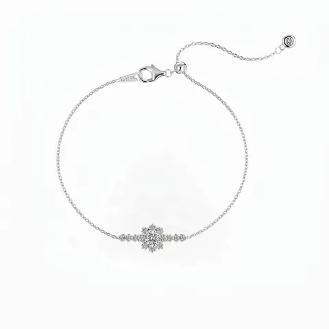 Elegant 925 Sterling Silver Snowflake Bracelet For Women Simple Light Luxury Rhinestone Adjustable Chain Bracelet Jewelry
