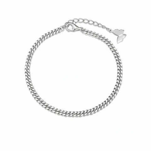 Bracciale a Catena Curb in Argento Sterling S925 Con Pendente a Farfalla per Donna Gioielli da Polso Regolabili Regalo Moda Minimalista