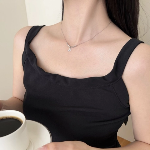S925 Sterlingsilber Schmetterling Anhänger Halskette Für Damen Elegante Perlen Schlangenkette Strass Mode Schmuck Koreanischer Stil Schlüsselbeinkette