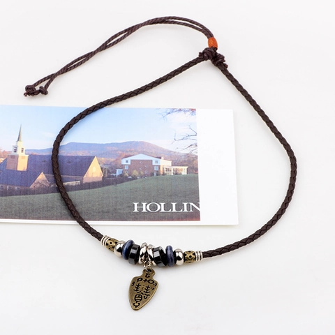Vintage Ethnisch Geflochtene Lederseil Kette Legierung Pfeil Schild Totem Anhänger Tribal Punk Verstellbar Halsschmuck Unisex