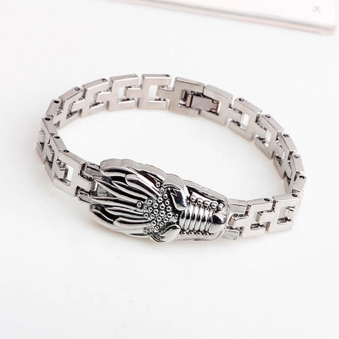 Vintage Men Alloy Bracelet Watch Strap Buckle Design Dragon Totem Antique Silver Color Punk Streetwear Metal Bangle Jewelry