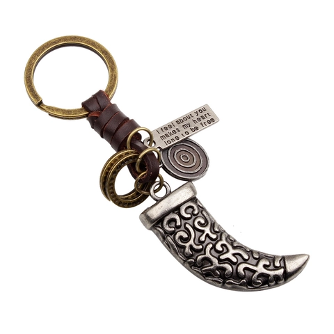 Portachiavi in Metallo e Pelle Vintage Ciondolo in Lega di Zinco Retro Portachiavi per Uomo Donna Gioielli per Auto Regalo Decorativo
