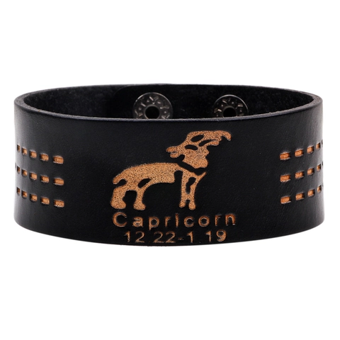 Vintage PU-Leder Zwölf Sternzeichen Armband Für Herren Damen Breites Band Geprägtes Sternbild Punk Stil Handschmuck Geschenk