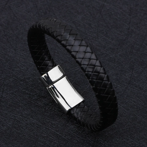 Men's Retro Braided Cowhide Leather Bracelet With Stainless Steel Dragon Head Clasp Ethnic Woven Accessory Jewelry Gift For Men