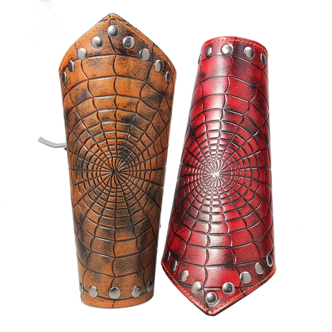 Bracciali in Pelle di Vacchetta Goffrati con Ragnatela Punk Rock Protezioni per Braccia Steampunk Vintage per Ciclismo Halloween