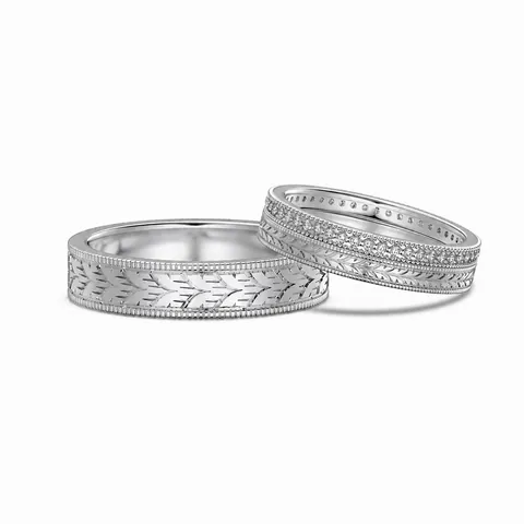925 Sterling Silver Ring Set For Men Women Vintage Wheat Ear Carved Design Zirconia Inlaid Couple Ring Jewelry Gift