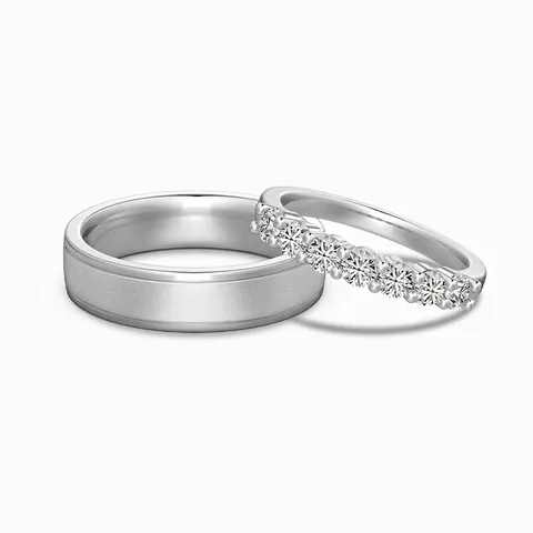 S925 Sterling Zilveren Koppelringen Voor Dames Heren Gematteerde Bandring Pavé Strass Verloving Trouwsieraden