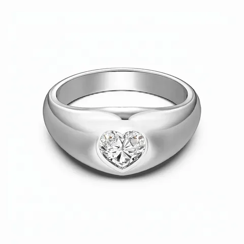 Anello in Argento Sterling 925 con Zirconia a Cuore per Donna Moda Minimalista Placcato Oro Argento Gioiello Elegante Regalo