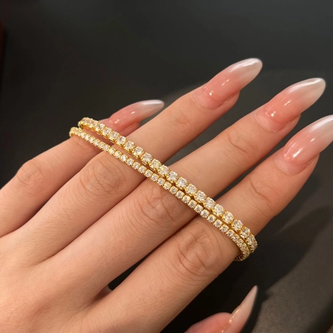 Luxury 925 Sterling Silver Tennis Bracelet For Women Sparkling Rhinestone Inlaid Fashion High-end Elegant Jewelry Bracelet Gift